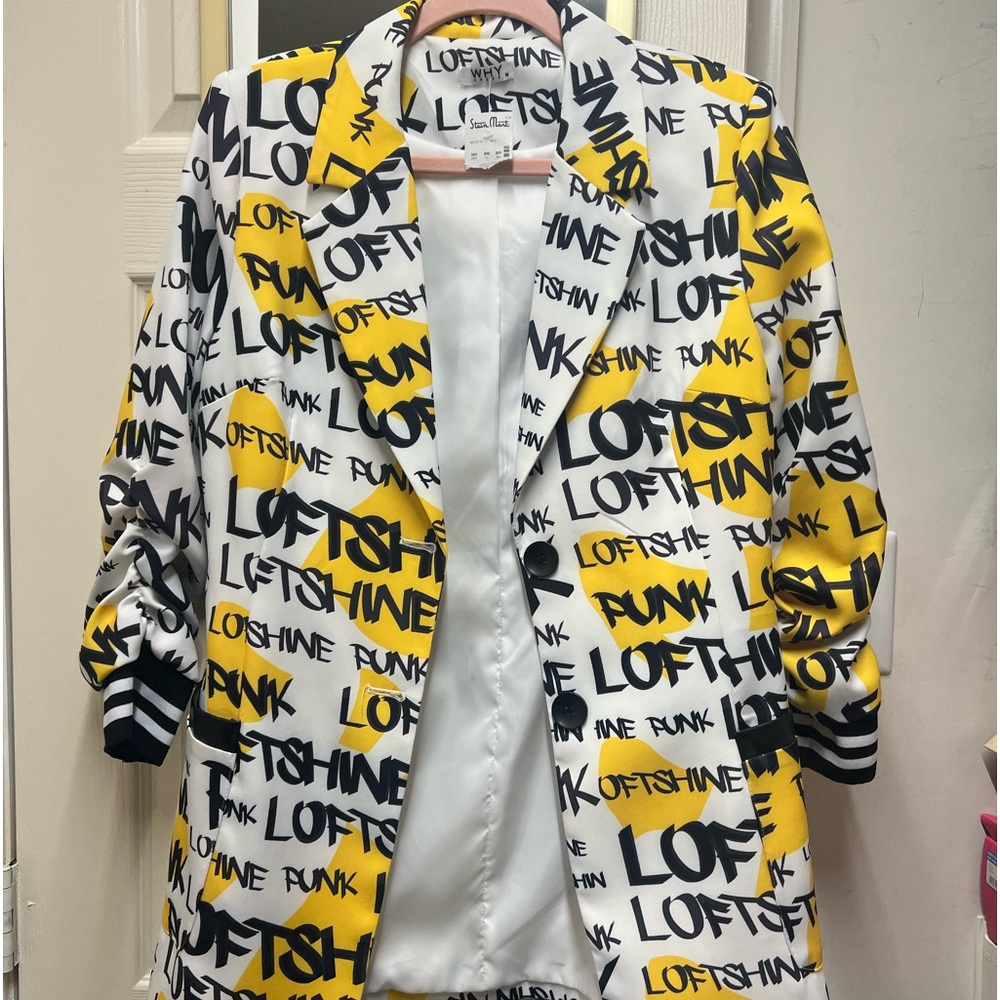 WHY Dress Blazer, Medium, Yellow & Black NWT